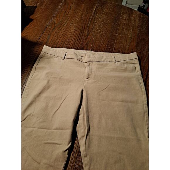 Old Navy Pixie Women's 18 MidRise Tan Cream Capri Cropped Casual Pants Pockets - Picture 2 of 3
